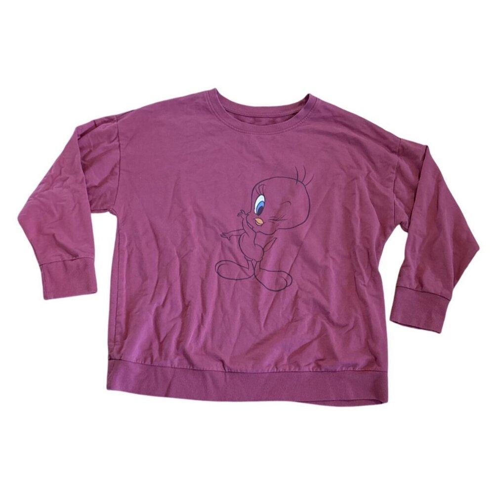 Looney Tunes Sweatshirt Tweety Graphic  XL Lightweight Rose Pink